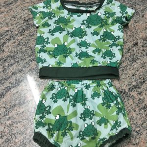 Baby Cotton Frog Print Bum Cover and Top (0-3mo)