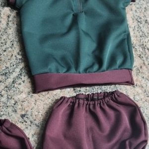 Baby Bum Cover and Top Set Maroon and Green (Front Button) Newborn
