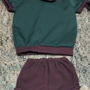 Baby Bum Cover and Top Set Maroon and Green (No Button) 6-12mo