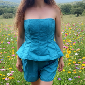 Crushed Silk Peplum Top and Shorts Size Large