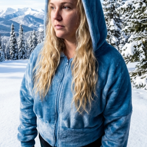 Ladies Cropped Hoodie Soft Fleece Size X-Large